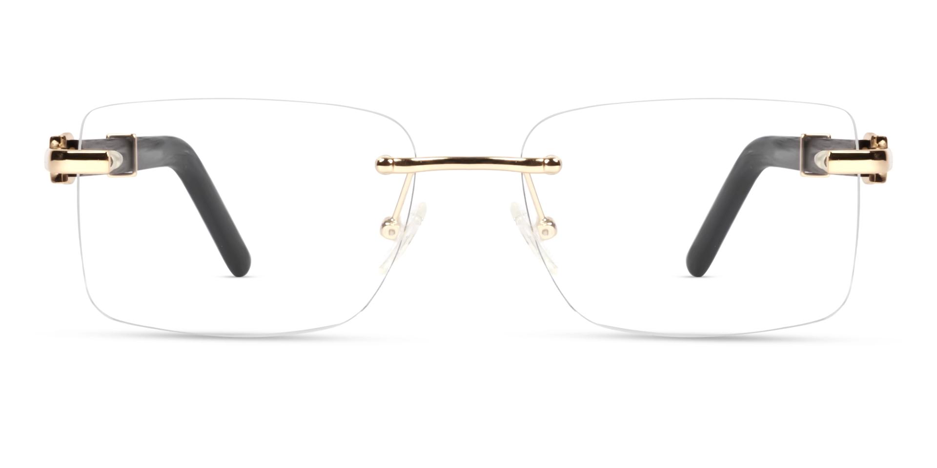 Rimless Rectangular Champagne Gold Metal Glasses-1 Rimless Rectangular Champagne Gold Metal Glasses-1