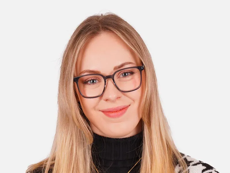 Blue Frame Square Transparent Glasses-2