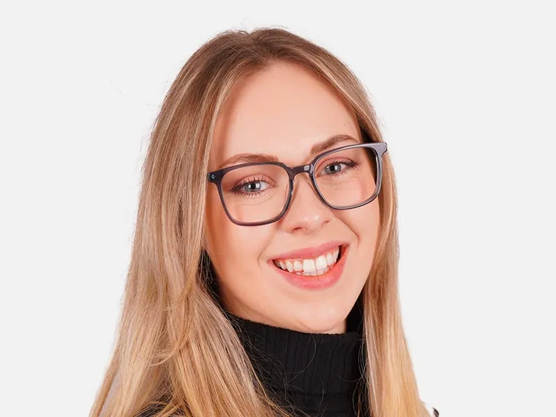 Blue Frame Square Transparent Glasses-2