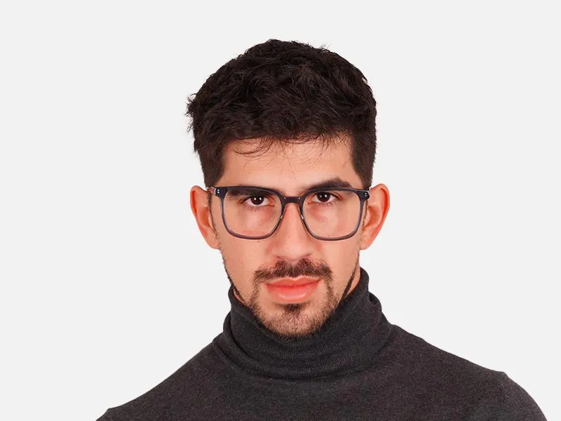 Blue Frame Square Transparent Glasses-2