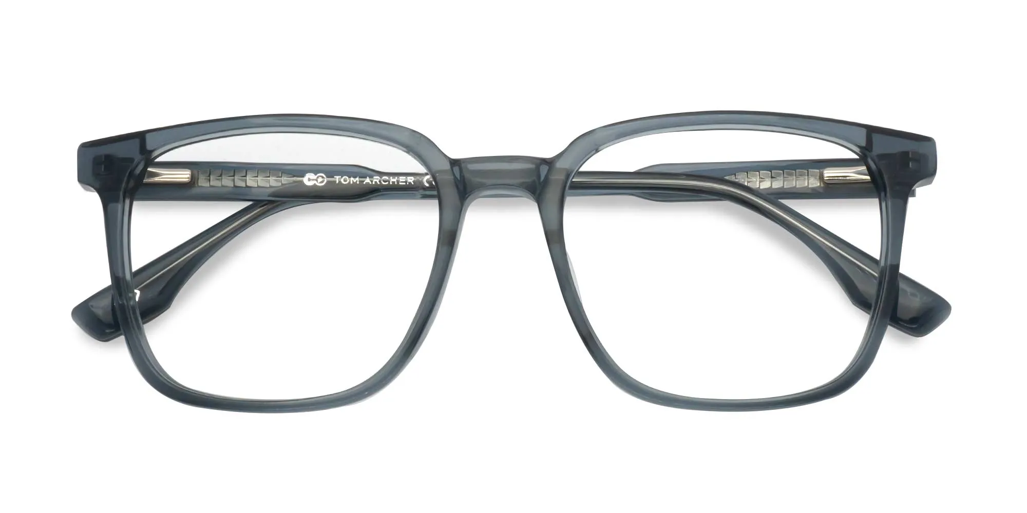 Blue Frame Square Transparent Glasses-2