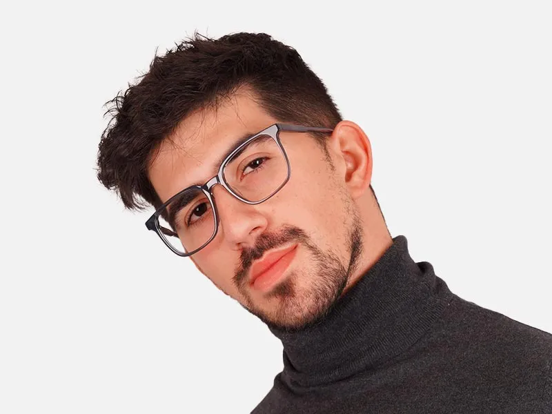 Blue Frame Square Transparent Glasses-2