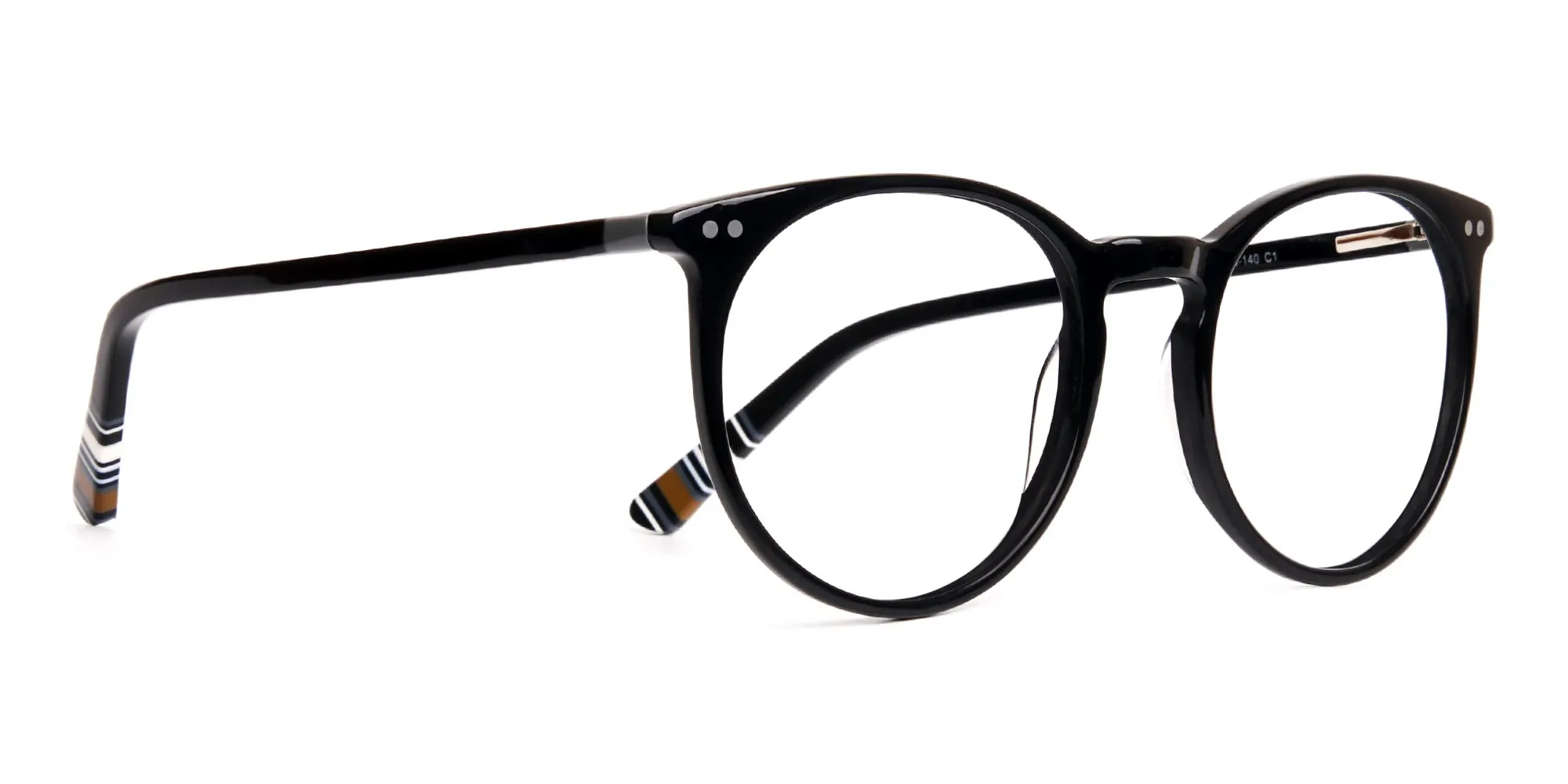 Prescription Round glasses in Black acetate for unisex