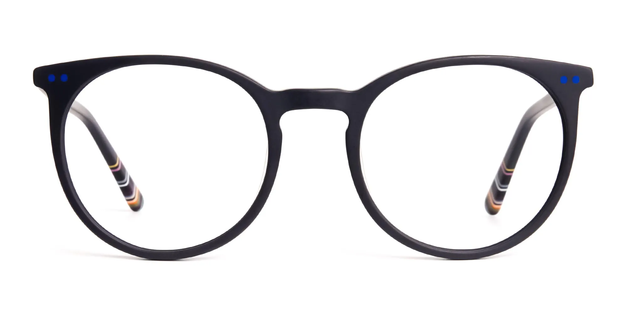matte black indigo blue designer round glasses frames-2