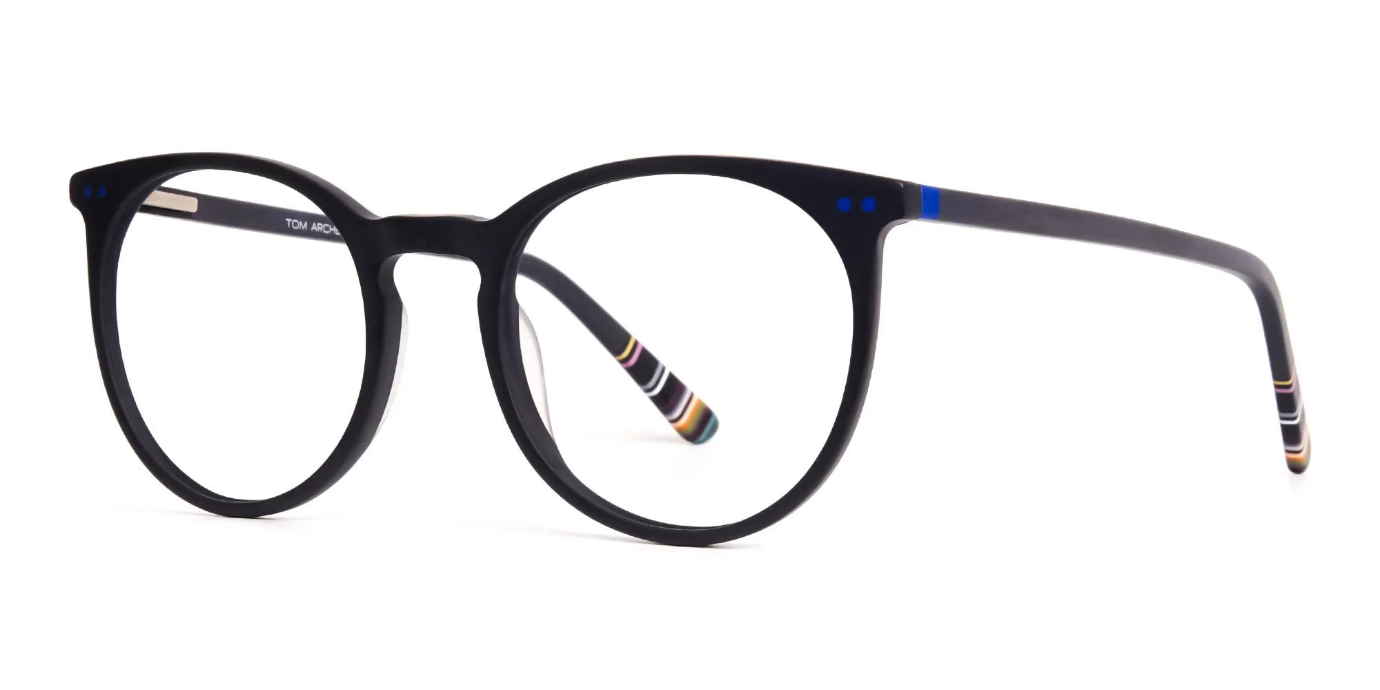 matte black indigo blue designer round glasses frames-2