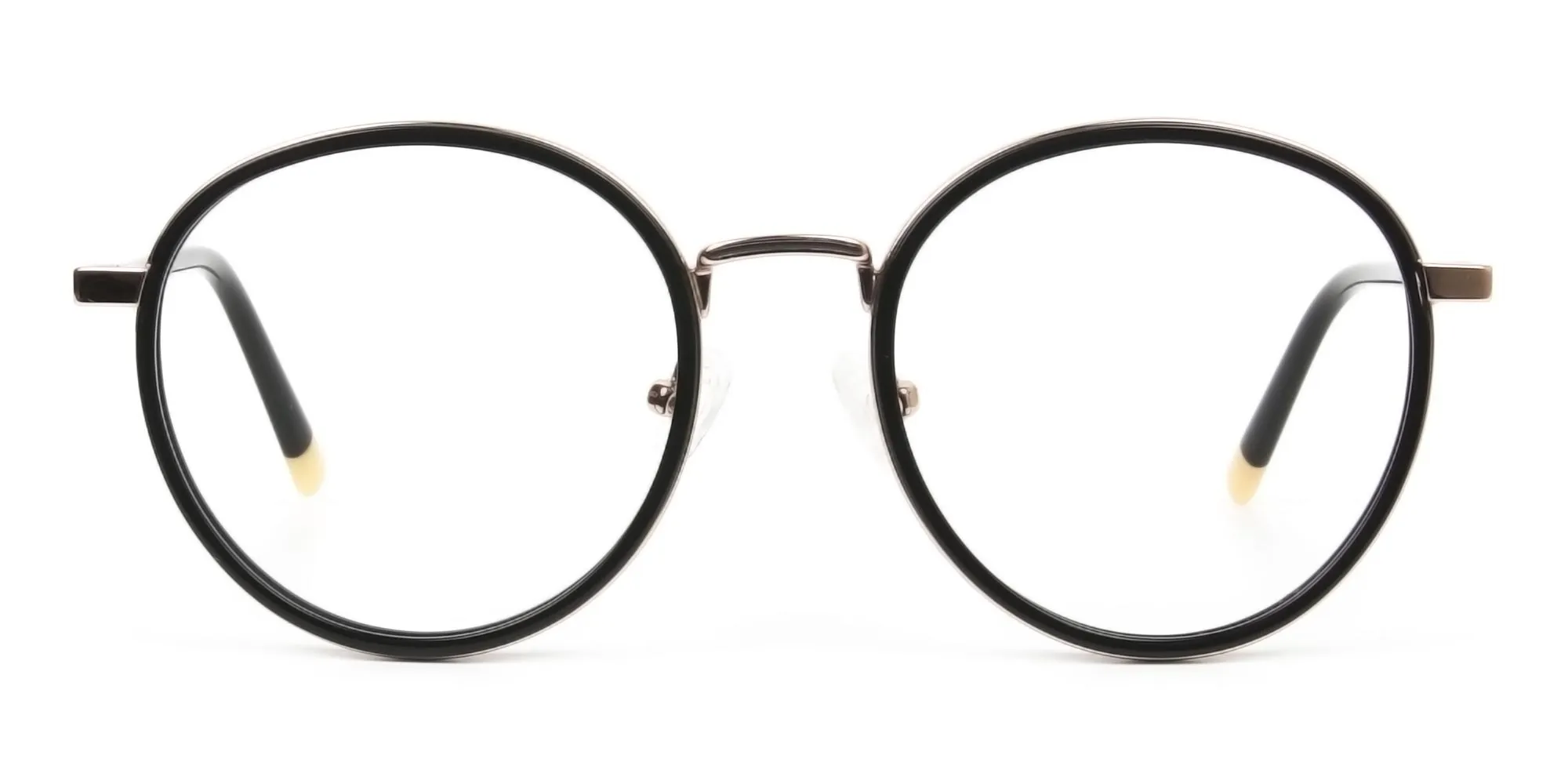 A22050F/1 - Black & Rose Gold Eyeglasses in Round