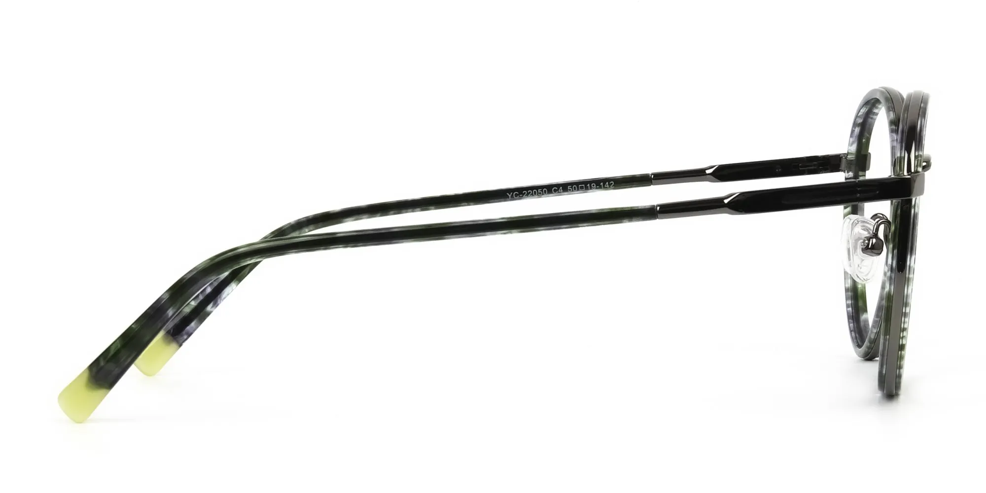 Hunter Green Tortoise Gumetal Glasses in Round - 2