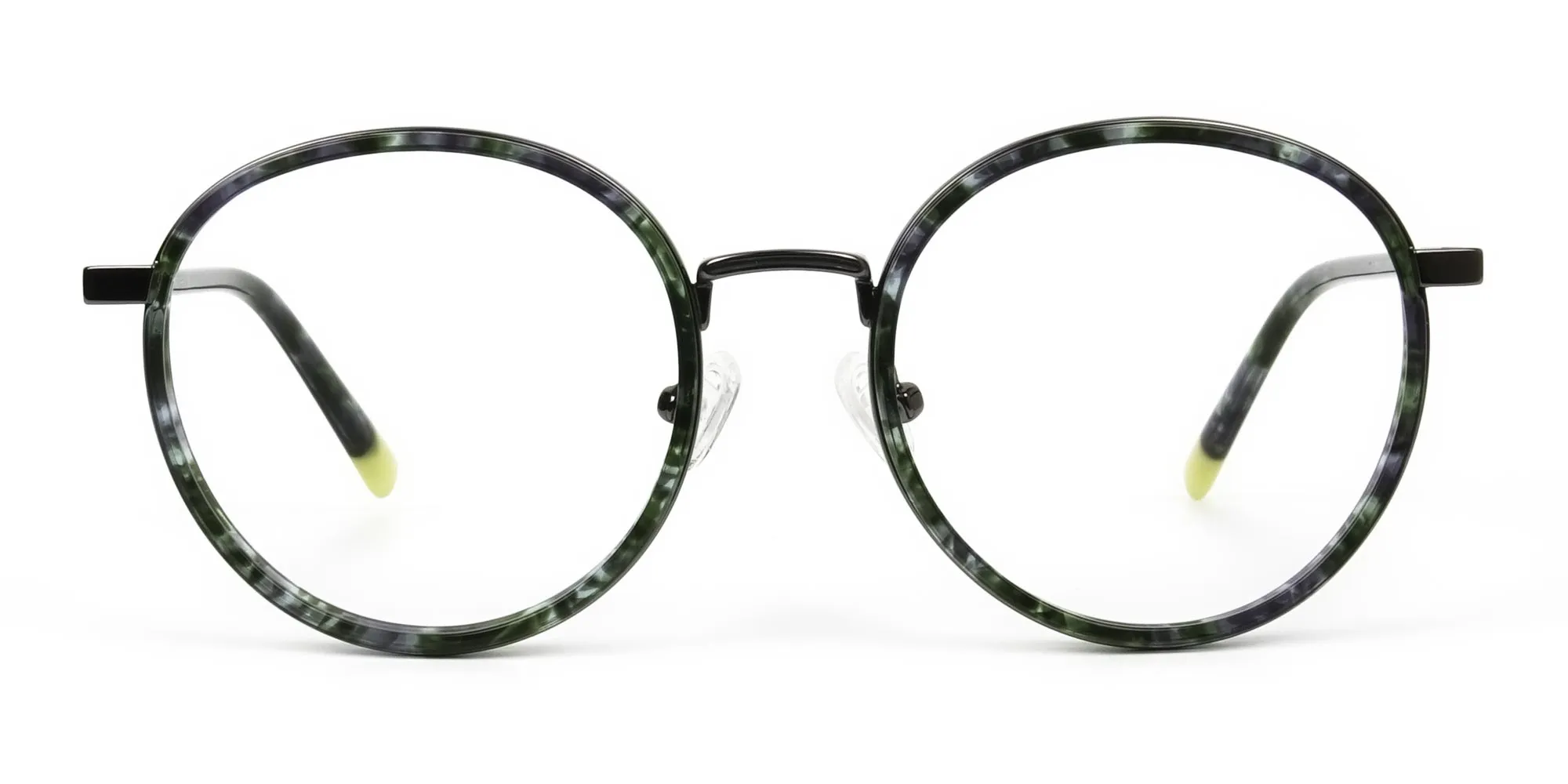 A22050F/4 - Green Tortoise Glasses with Yellow Temple Tip