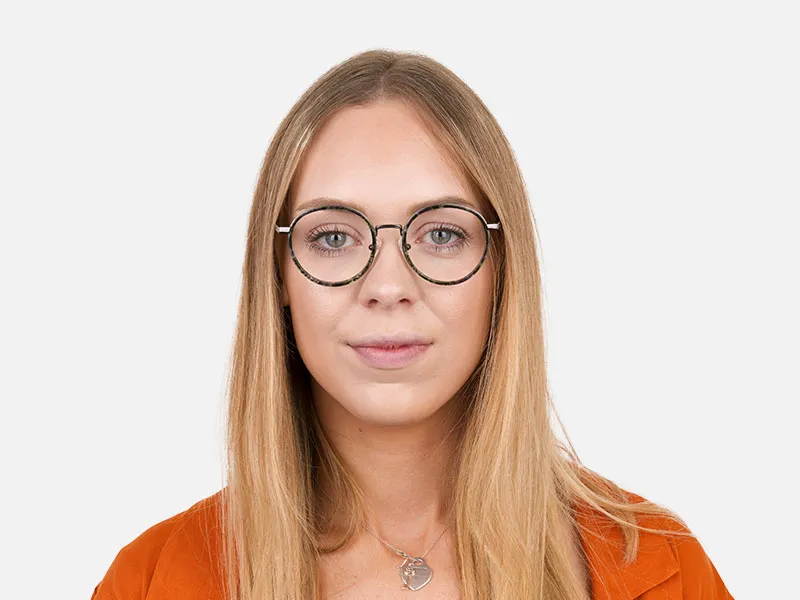 Hunter Green Tortoise Gumetal Glasses in Round - 2