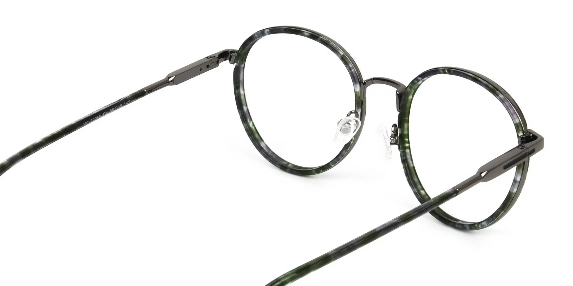 Hunter Green Tortoise Gumetal Glasses in Round - 2