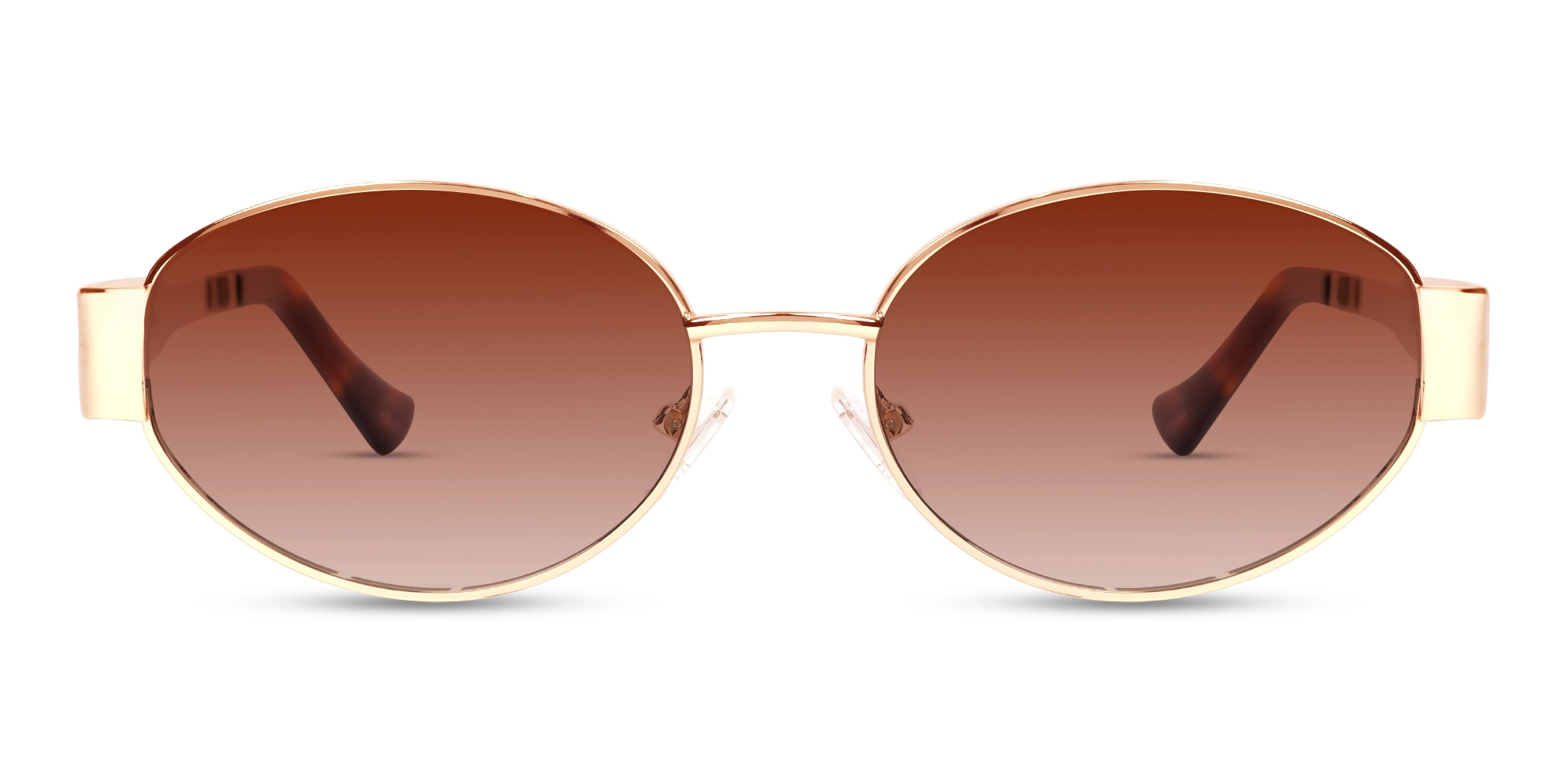 Champagne Gold Oval Full Rim Sunglasses-1