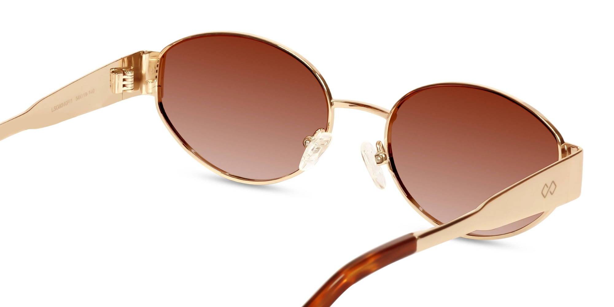 Champagne Gold Oval Full Rim Sunglasses-5