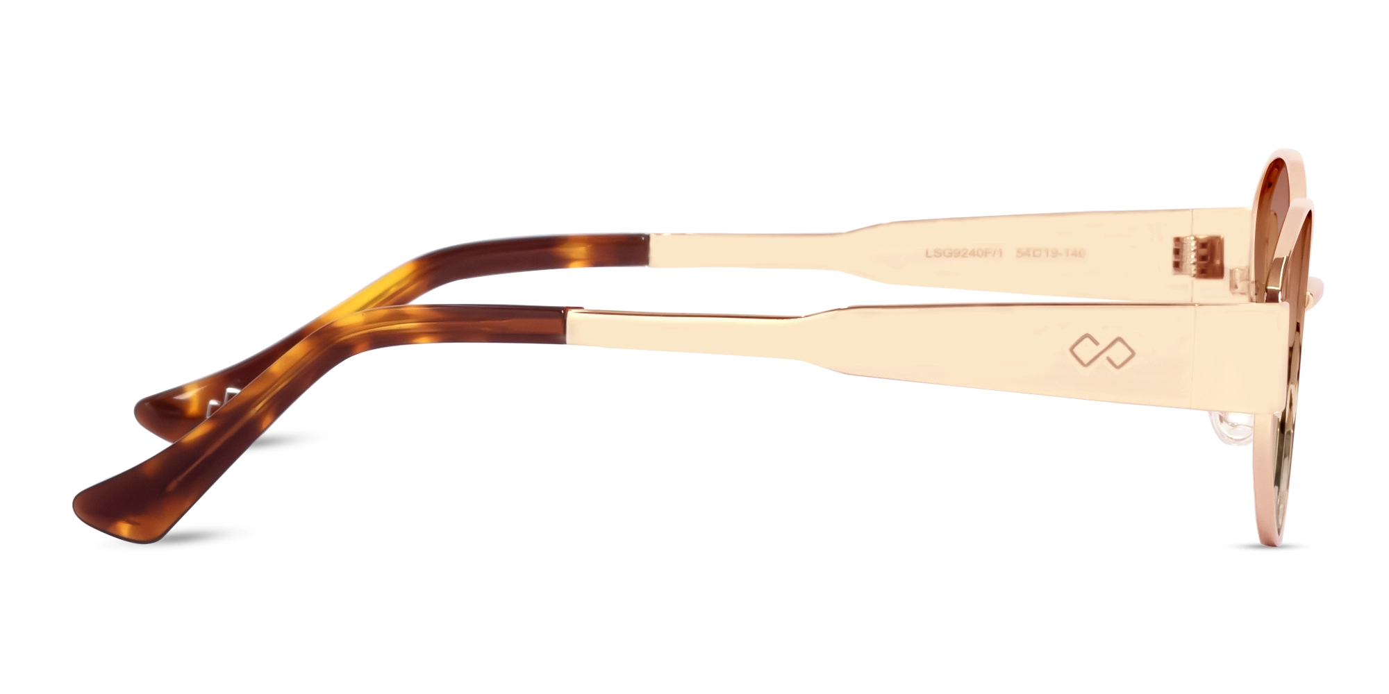 Champagne Gold Oval Full Rim Sunglasses-4