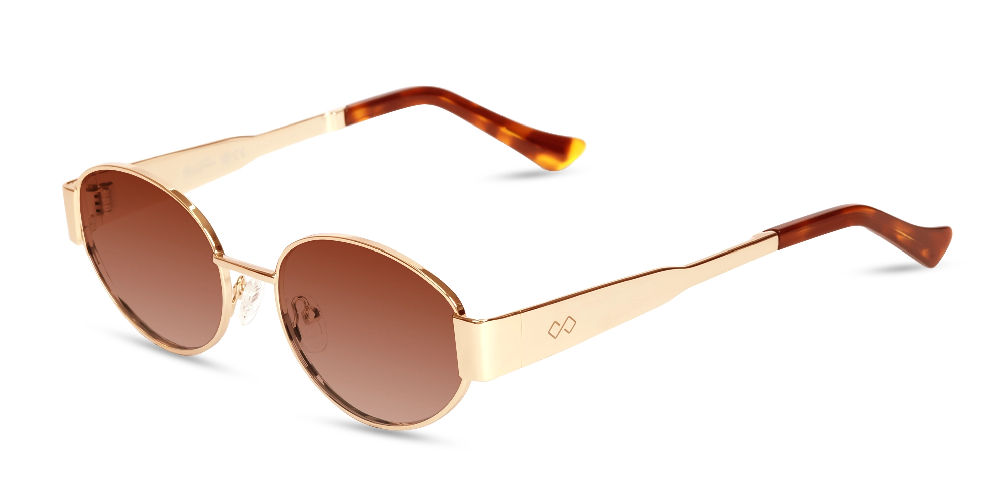 Champagne Gold Oval Full Rim Sunglasses-3
