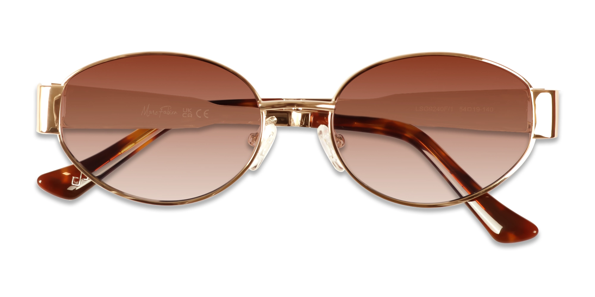 Champagne Gold Oval Full Rim Sunglasses-6