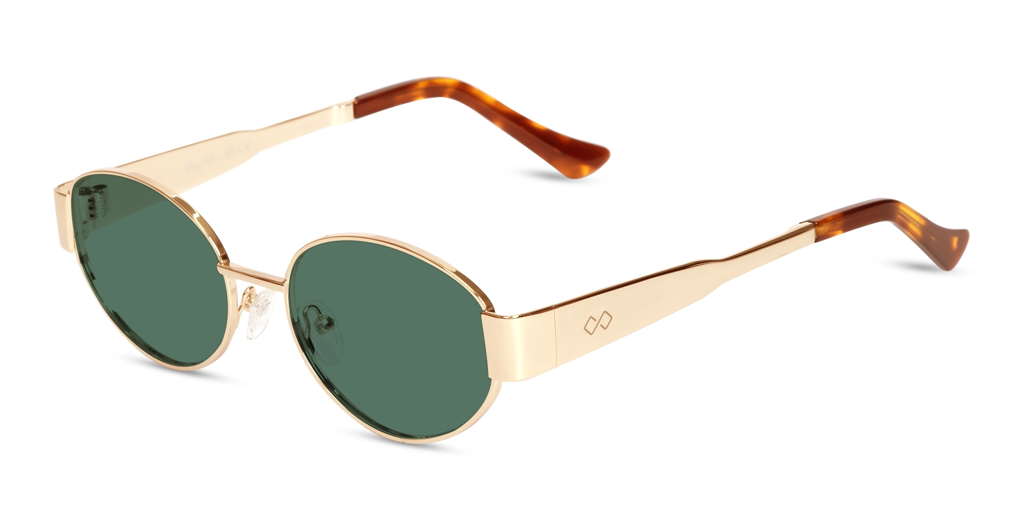 Champagne Gold Metal Oval Full Rim Sunglasses 2