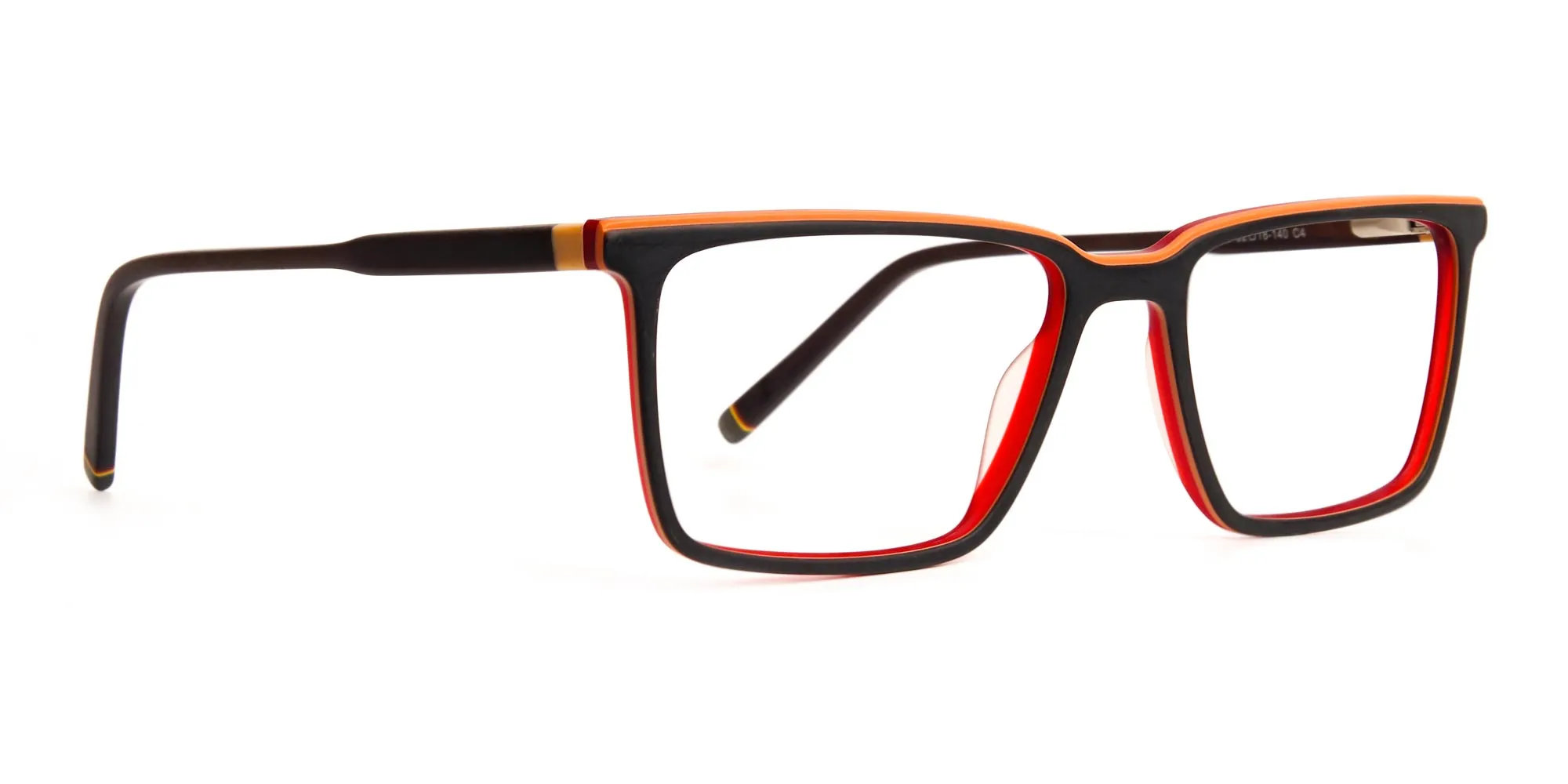 black and orange rectangular full rim glasses frames-2