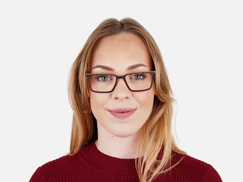 black and orange rectangular full rim glasses frames-2