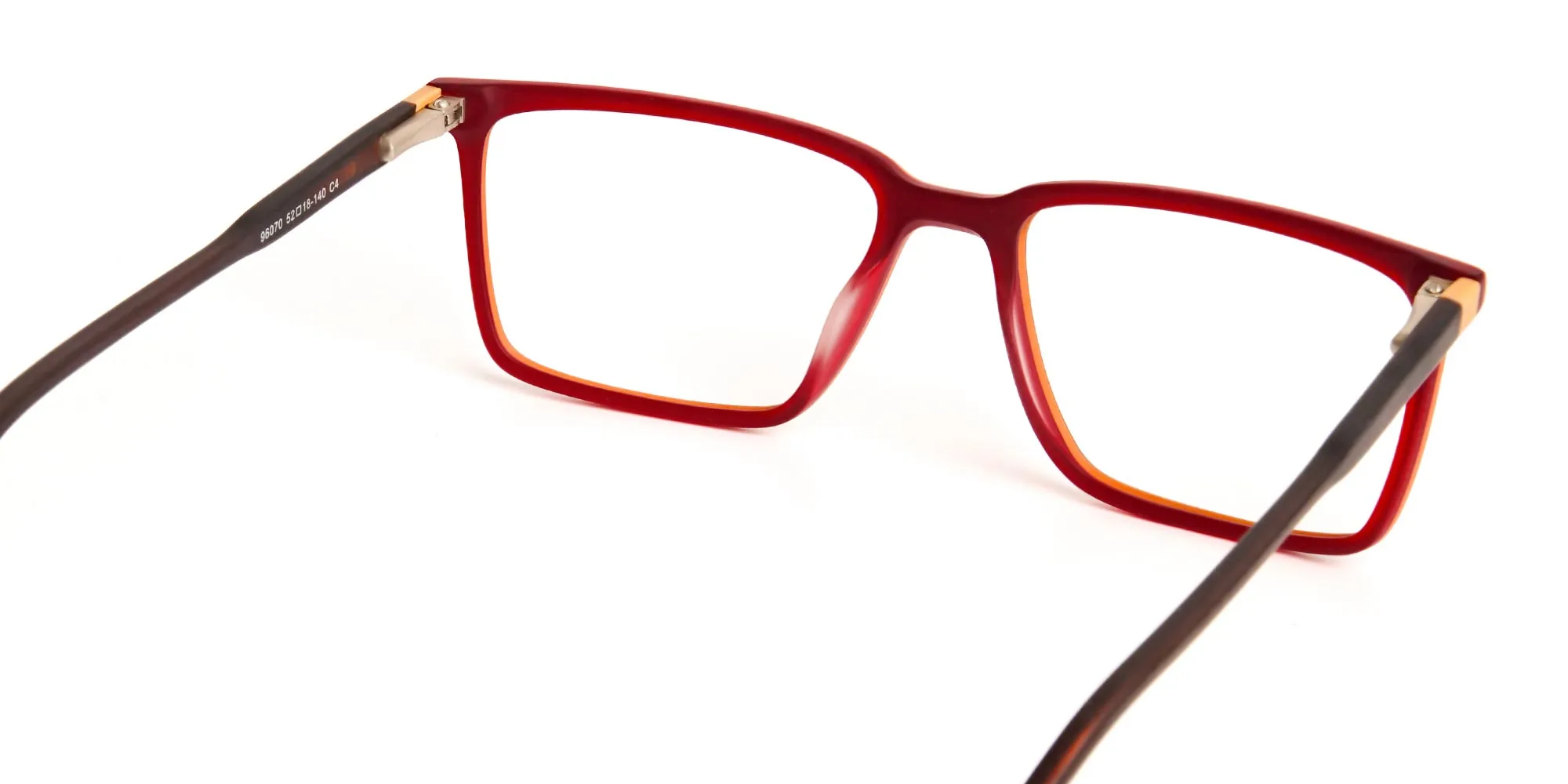 black and orange rectangular full rim glasses frames-2