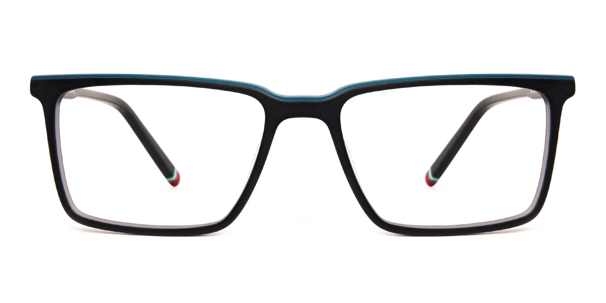 black and teal rectangular glasses frames-1