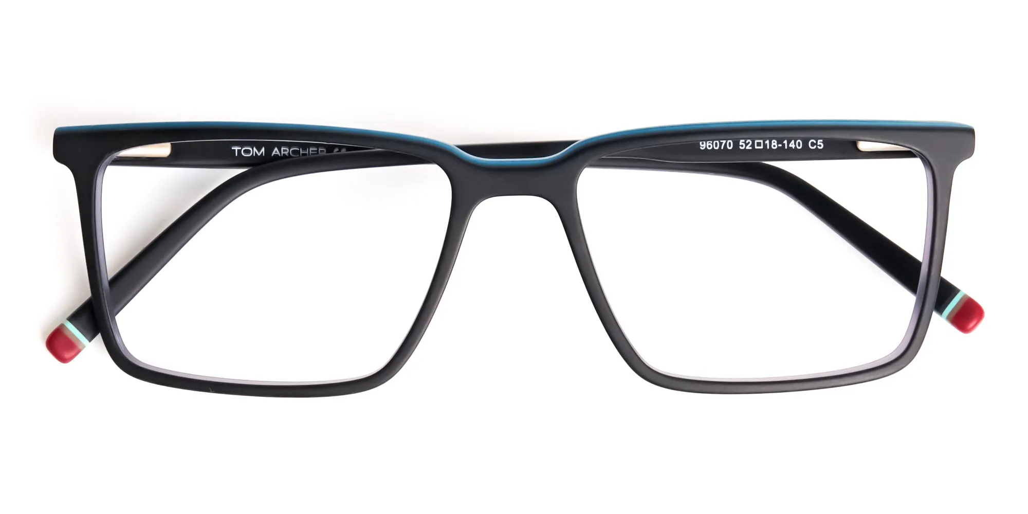black and teal rectangular glasses frames-1