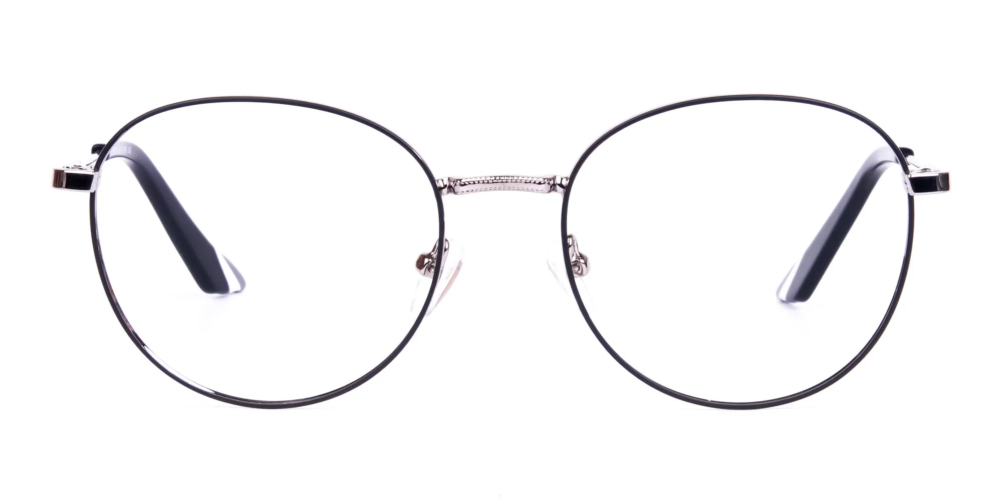 Classic Black and Silver Round Glasses-1
