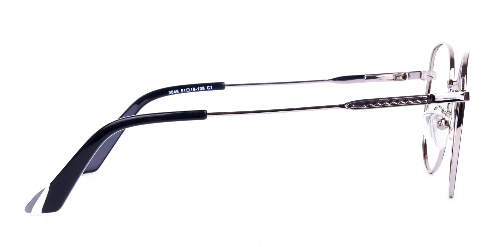 Classic Black and Silver Round Glasses-4
