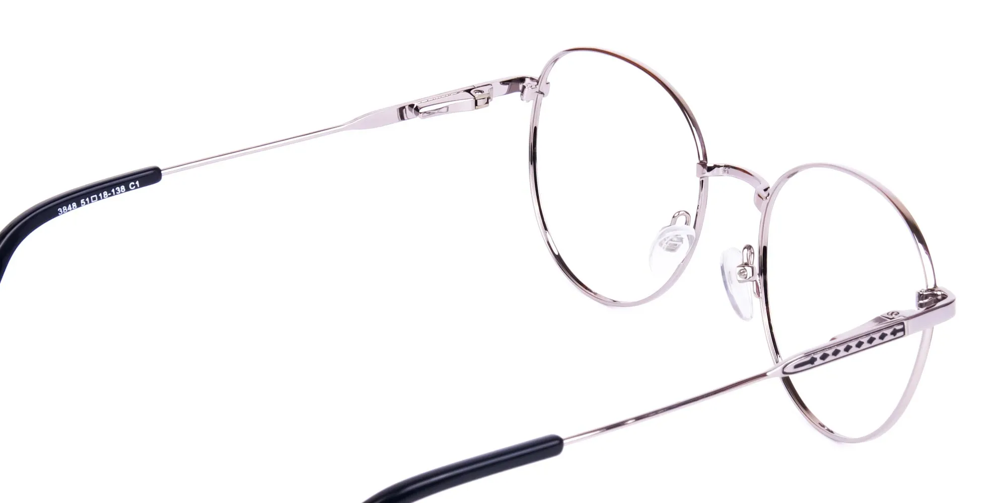 Classic Black and Silver Round Glasses-5