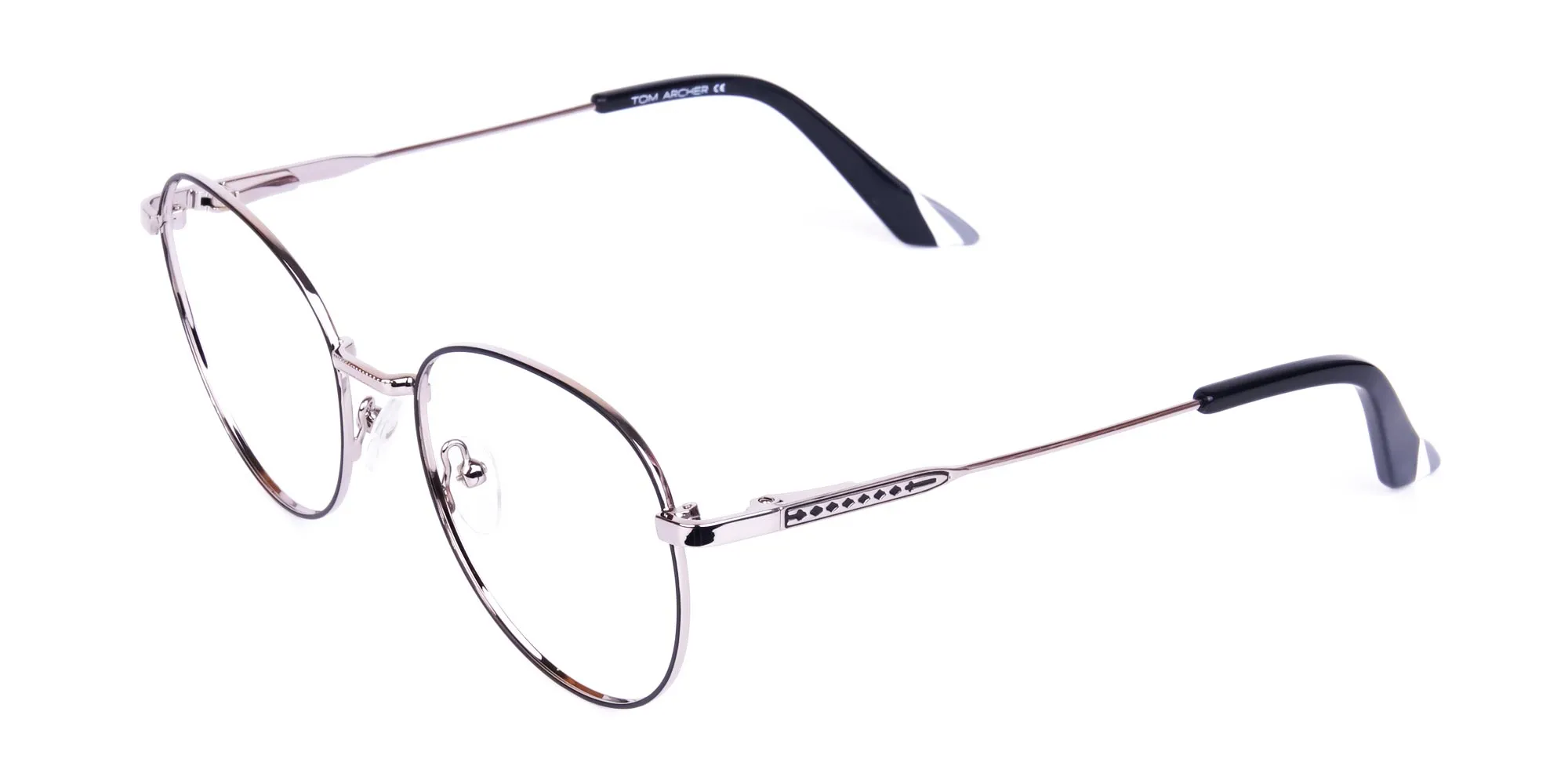 Classic Black and Silver Round Glasses-3