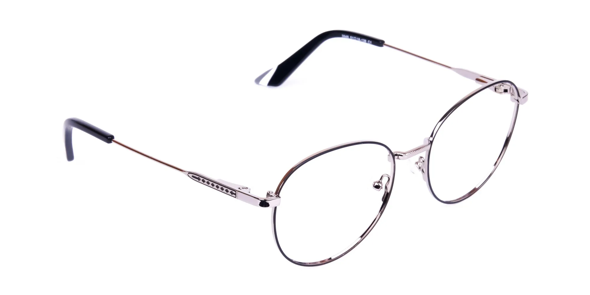 Classic Black and Silver Round Glasses-2