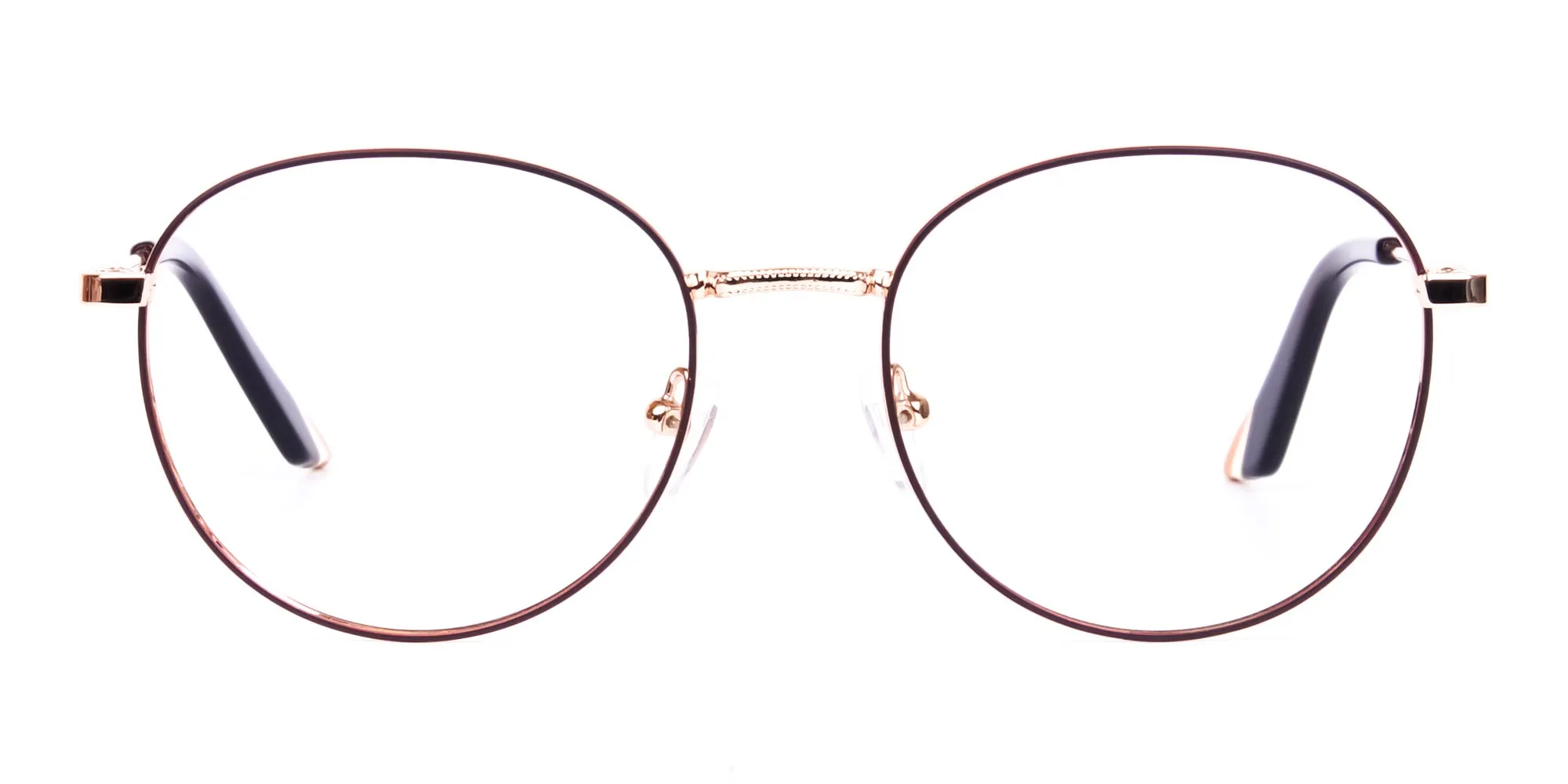 Stylish Brown and Gold Round Glasses-1