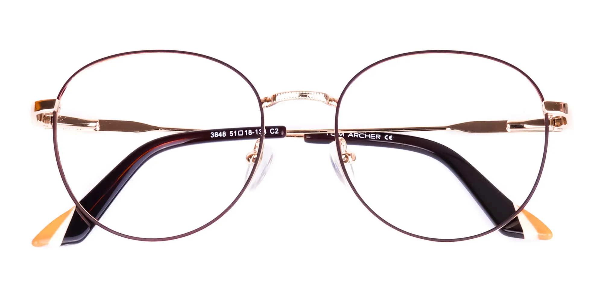Stylish Brown and Gold Round Glasses-6
