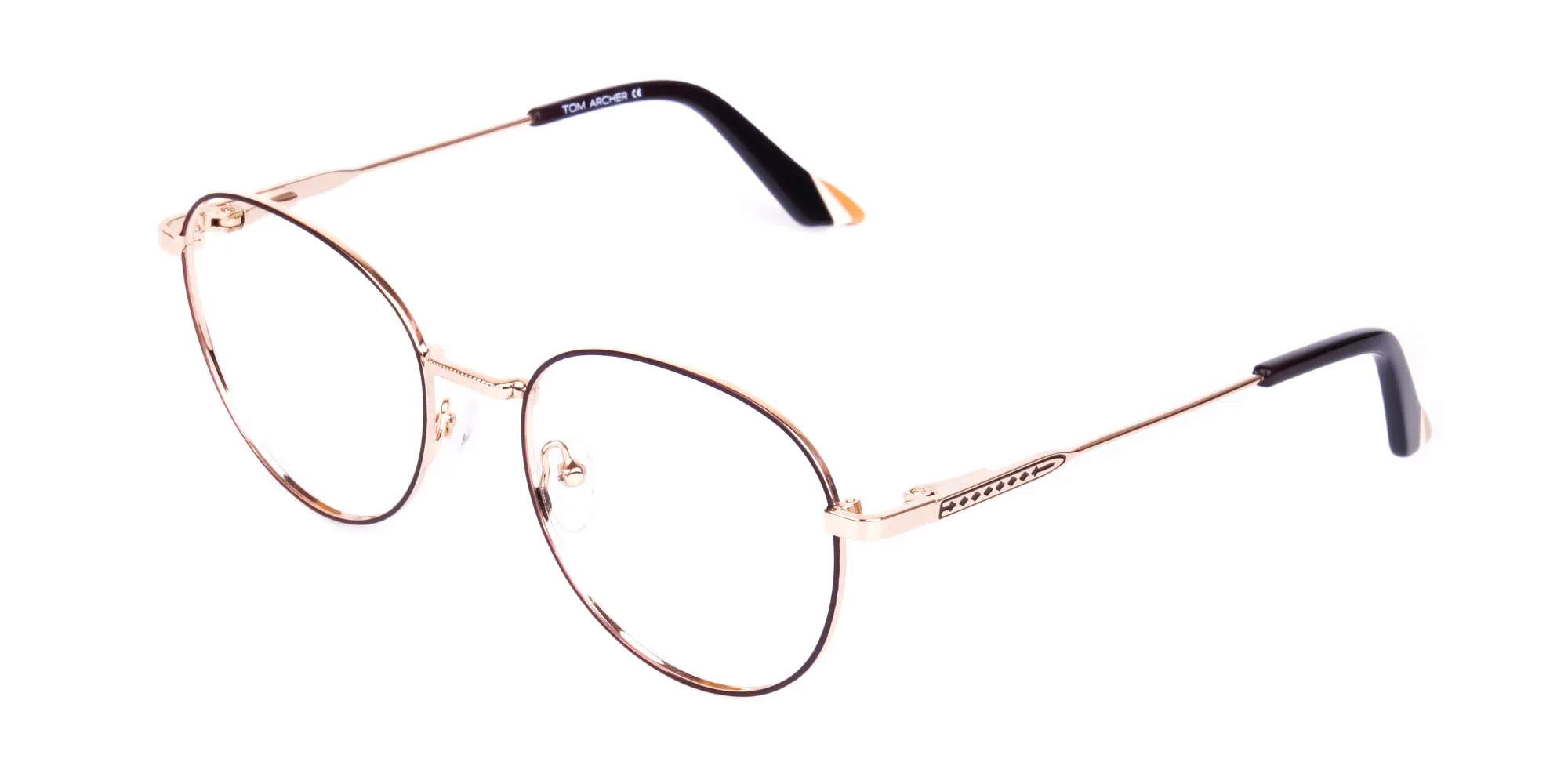 Stylish Brown and Gold Round Glasses-3