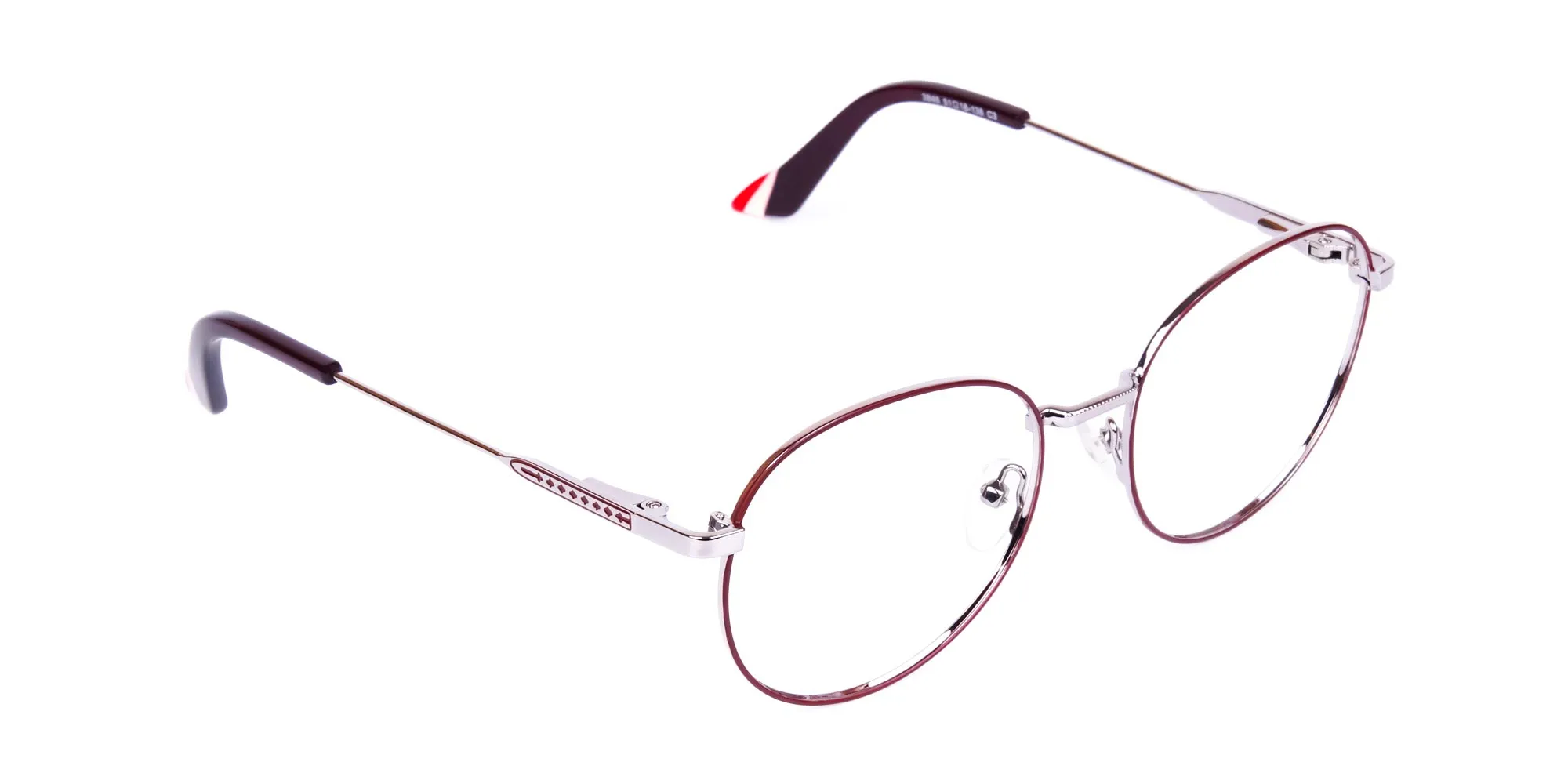 Burgundy and Silver Round Glasses-2