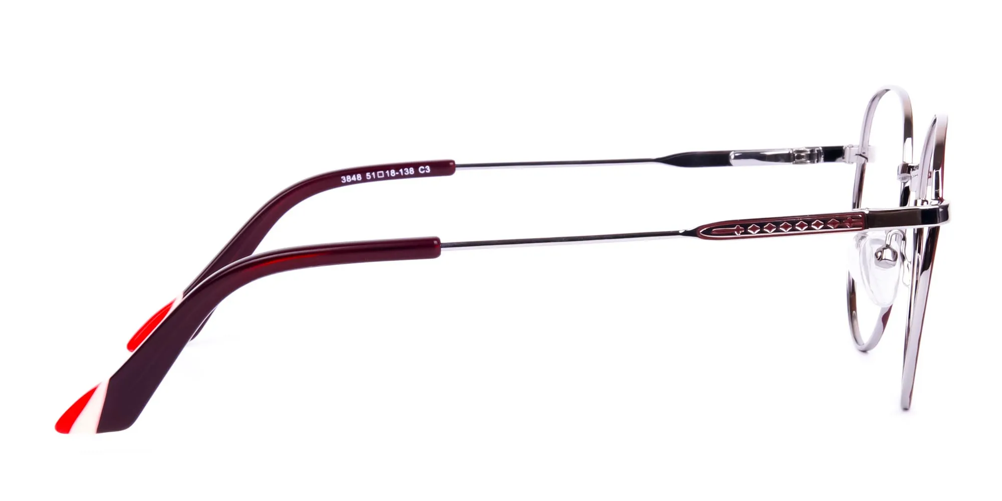Burgundy and Silver Round Glasses-4