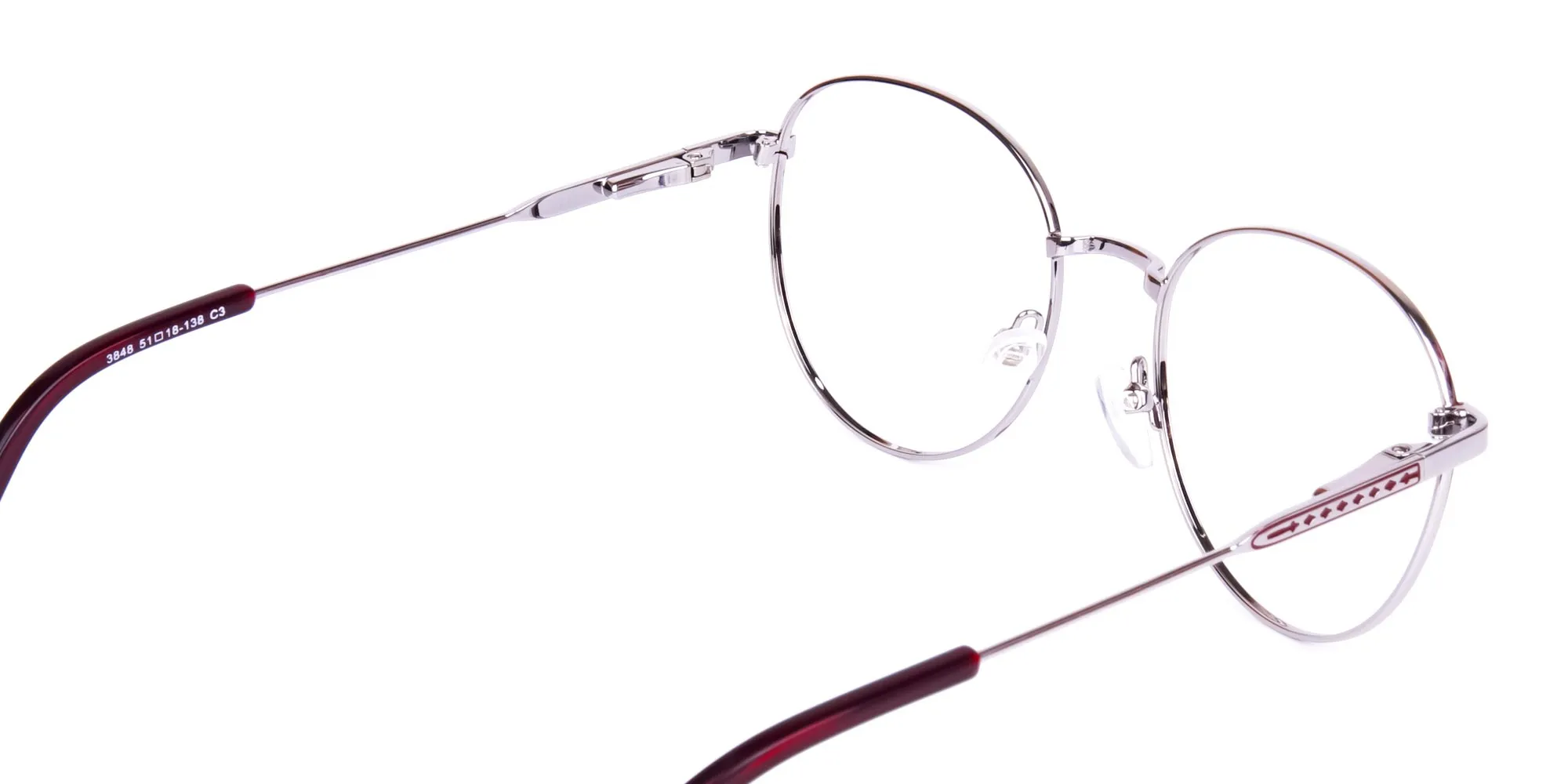 Burgundy and Silver Round Glasses-5