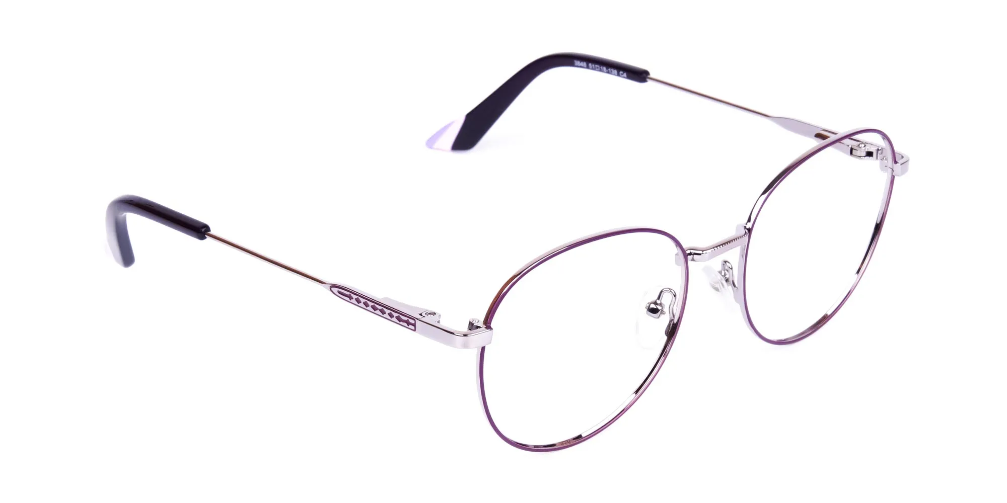 Purple and Silver Metal Round Glasses -2