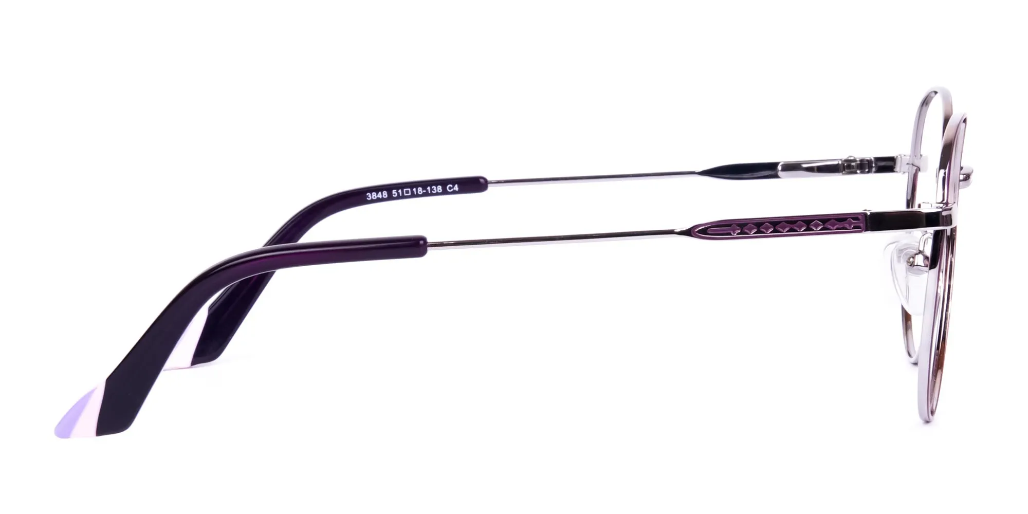 Purple and Silver Metal Round Glasses-4