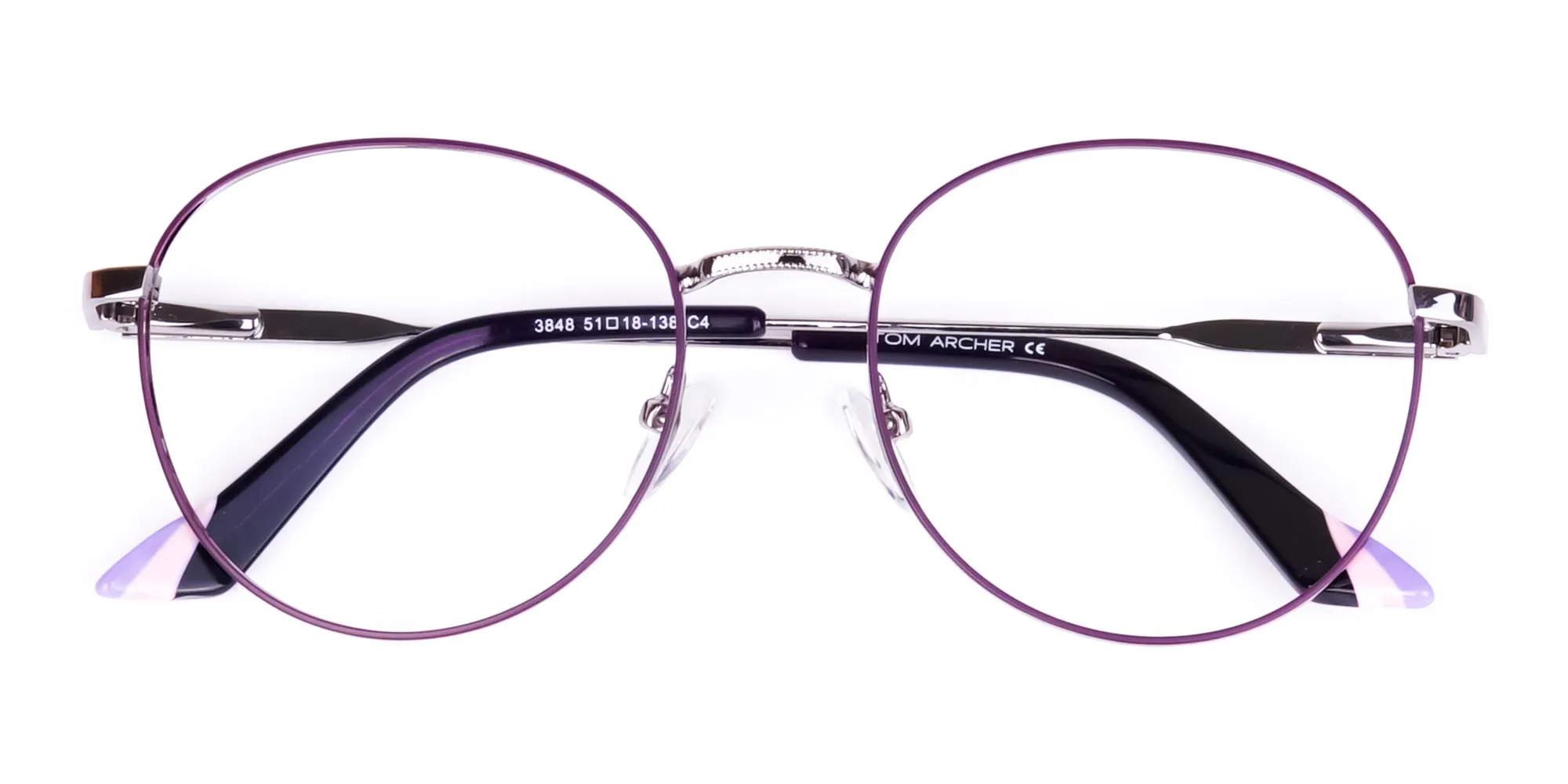 Purple and Silver Metal Round Glasses -6