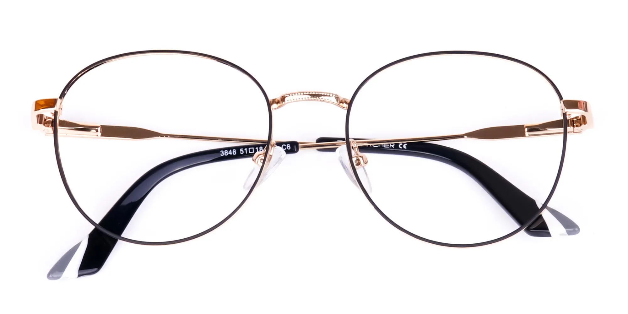 Black and Gold Round Glasses-6