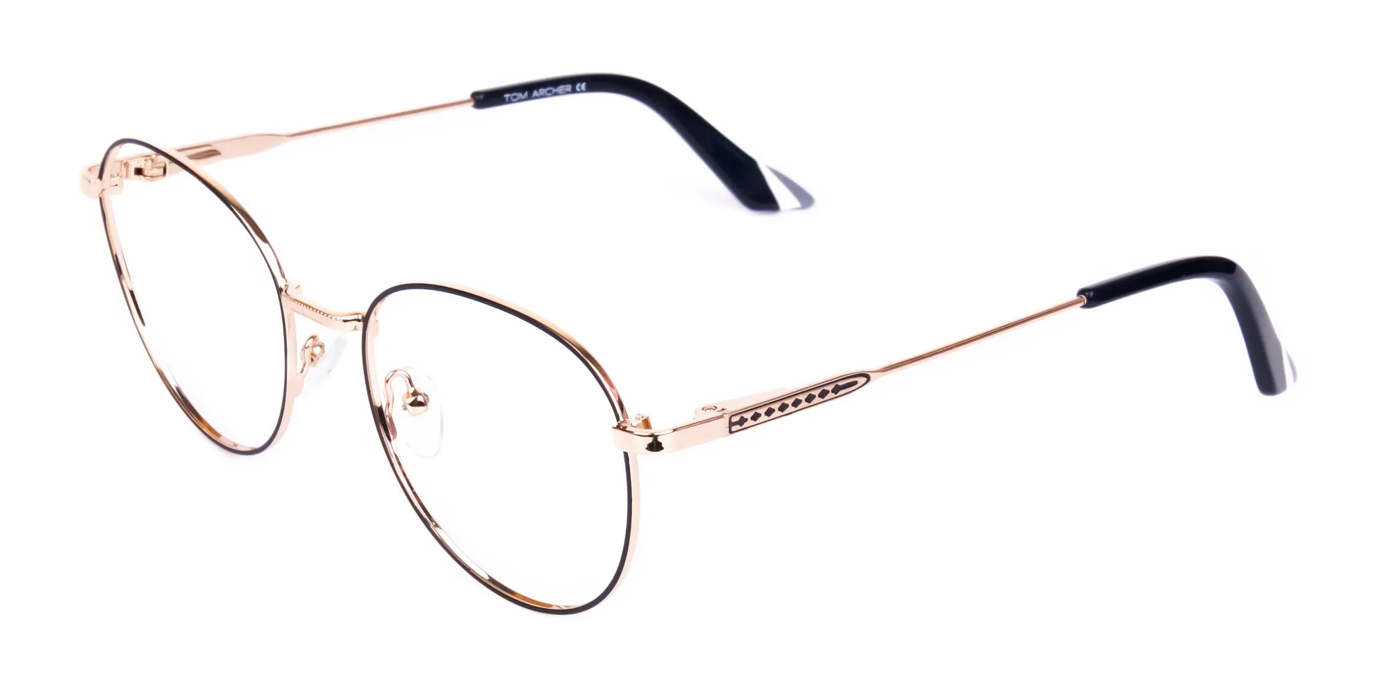 Black and Gold Round Glasses-3