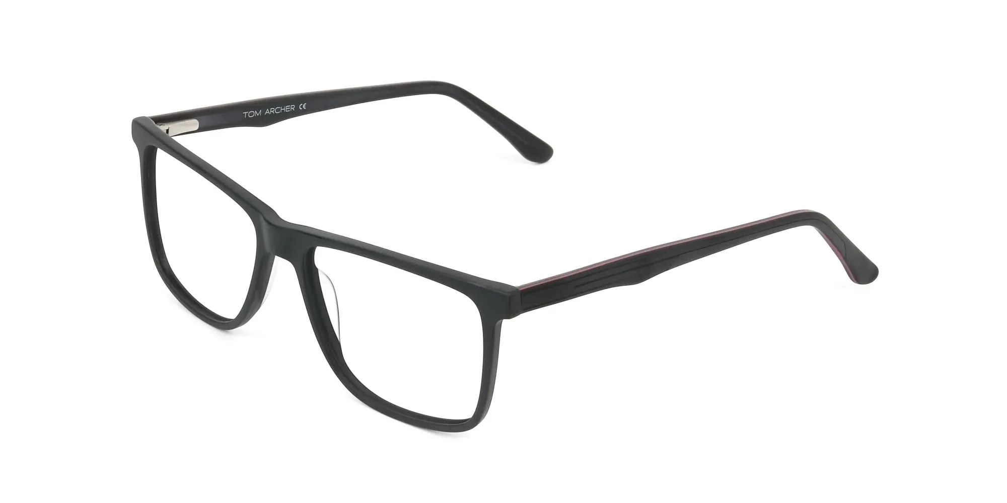 Designer Matte Black Spectacles Rectangular Men Women - 3