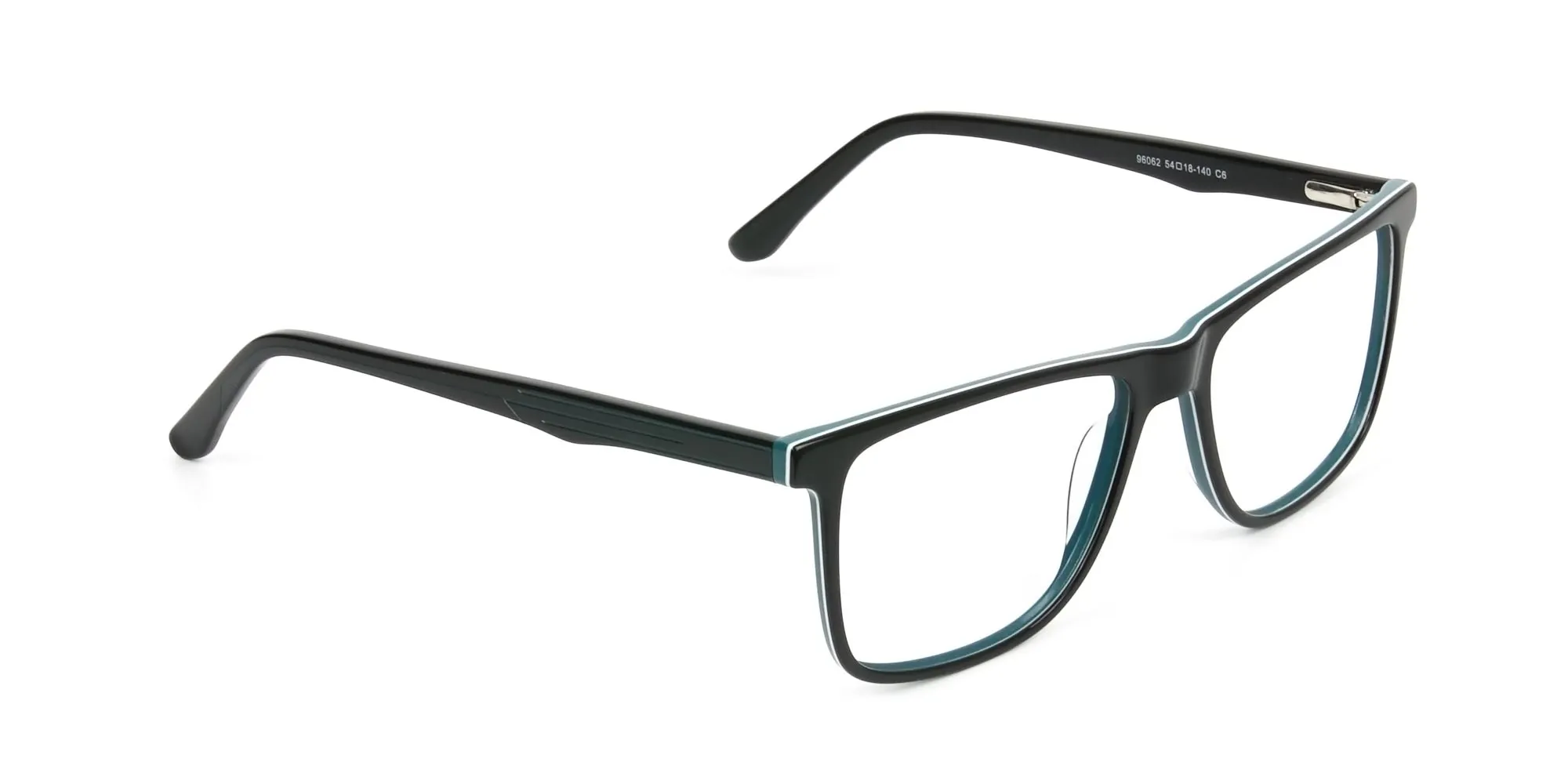Designer Black & Teal Spectacles in Rectangular - 2