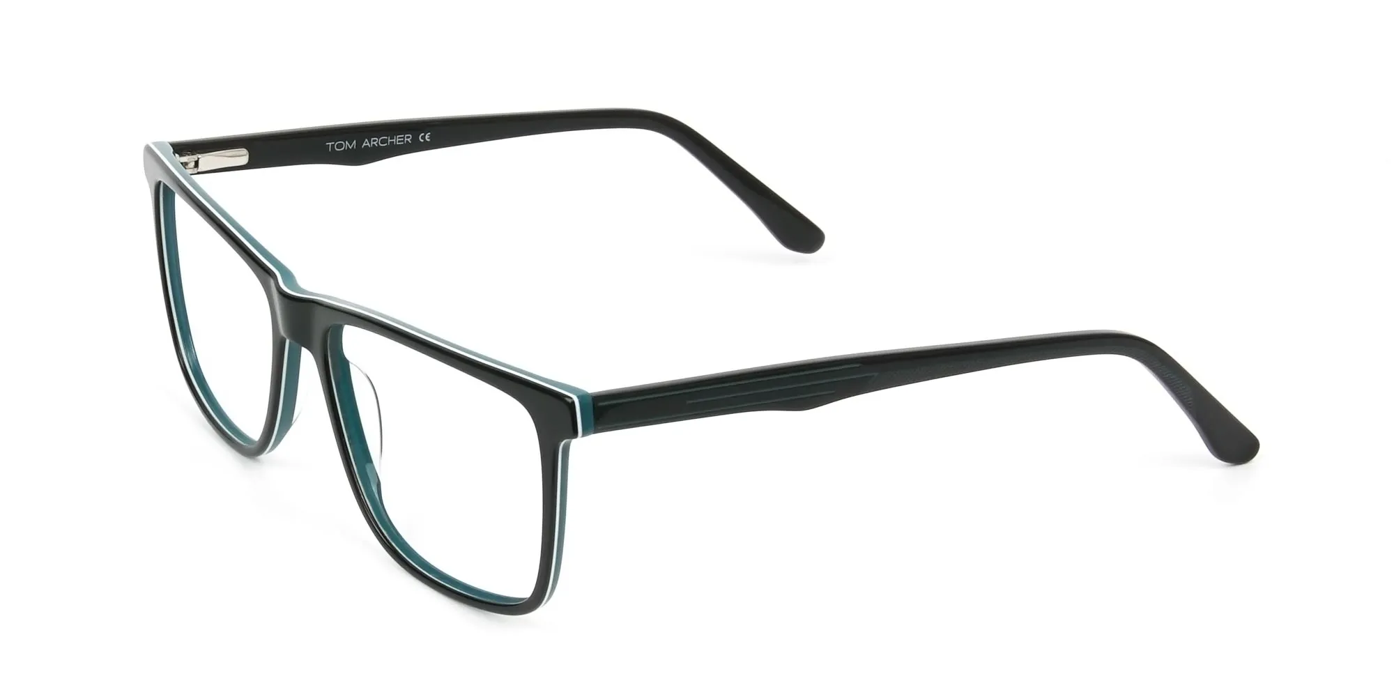 Designer Black & Teal Spectacles in Rectangular - 3