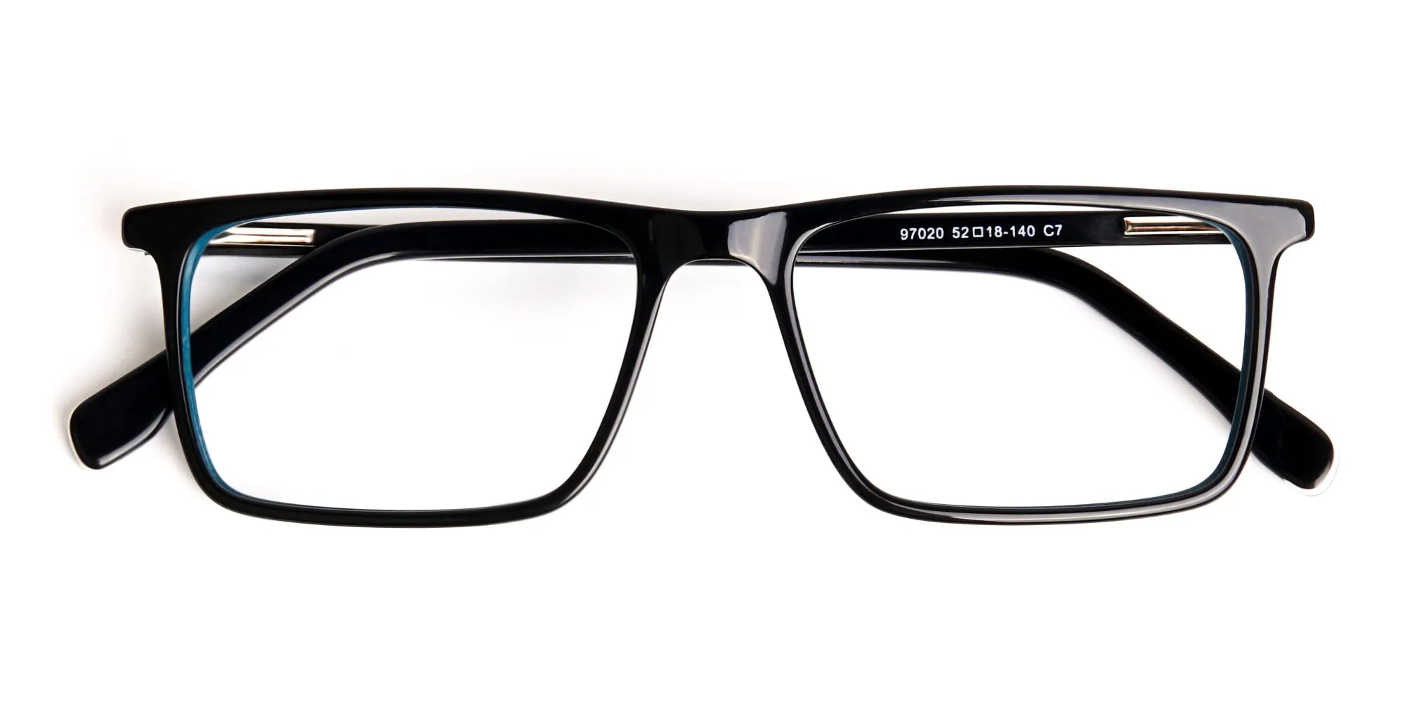 Acetate full rim rectangle frames in Black & Teal – CHESTER 7 by Tom Archer