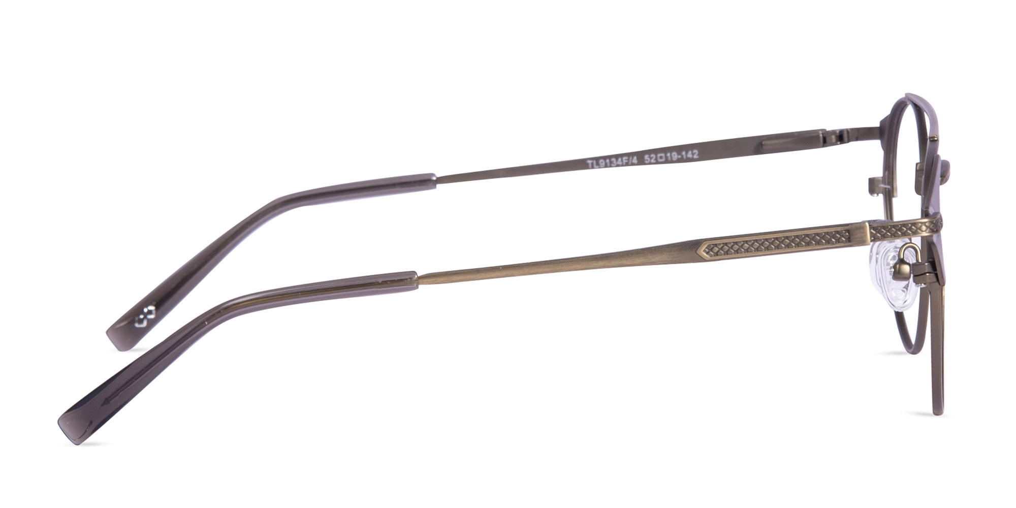 Vintage Gold & Brown Round Metal Frame Glasses-4
