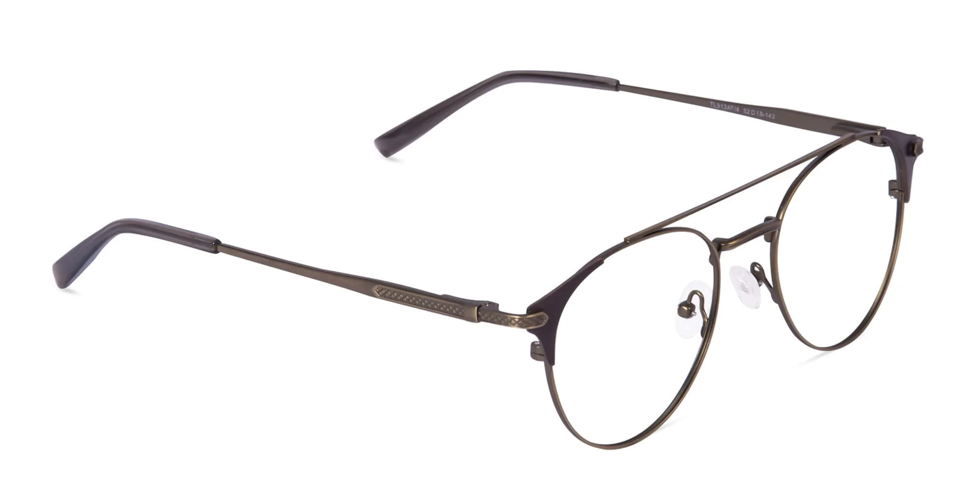 Vintage Gold & Brown Round Metal Frame Glasses-2