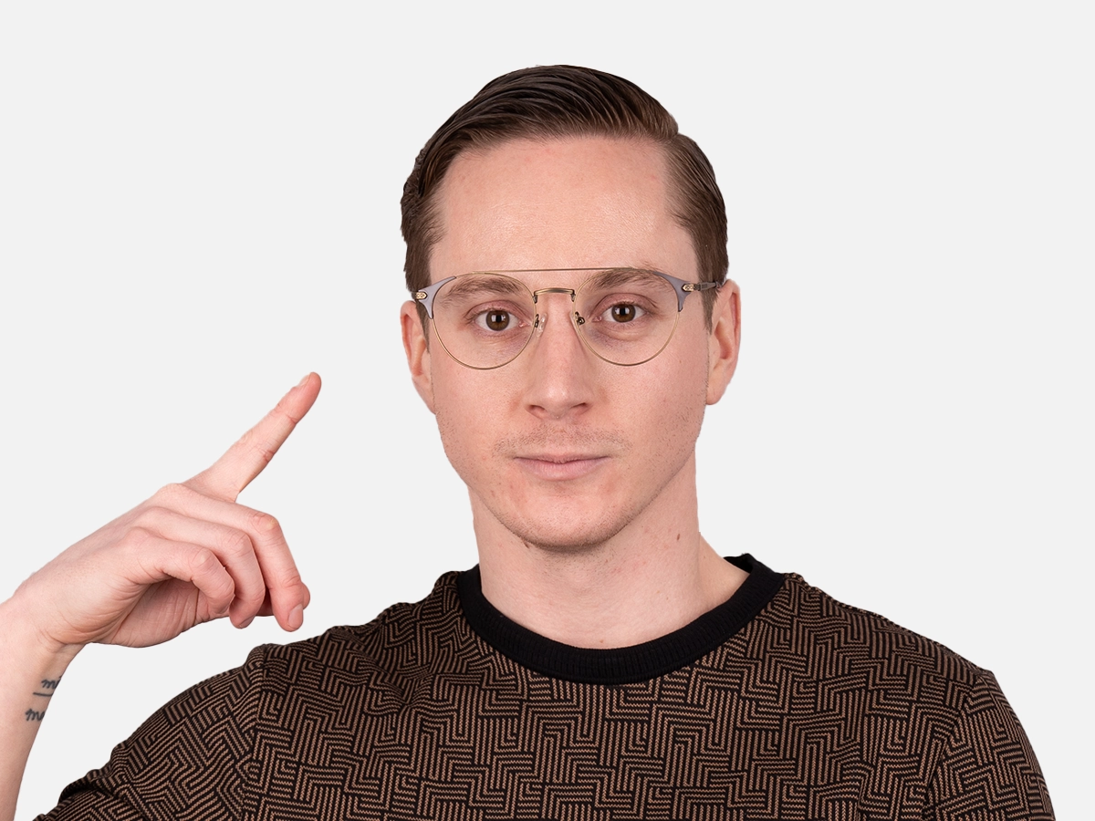 Vintage Gold & Brown Round Metal Frame Glasses-41