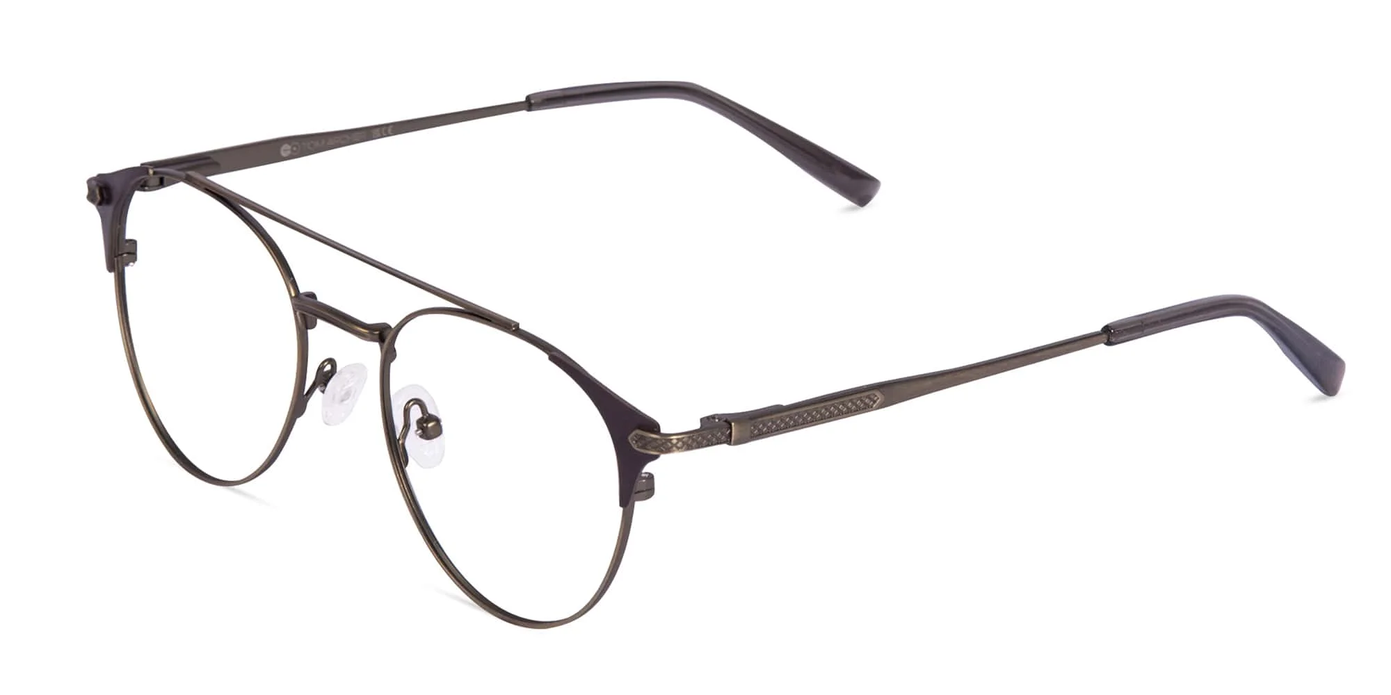 Vintage Gold & Brown Round Metal Frame Glasses-3