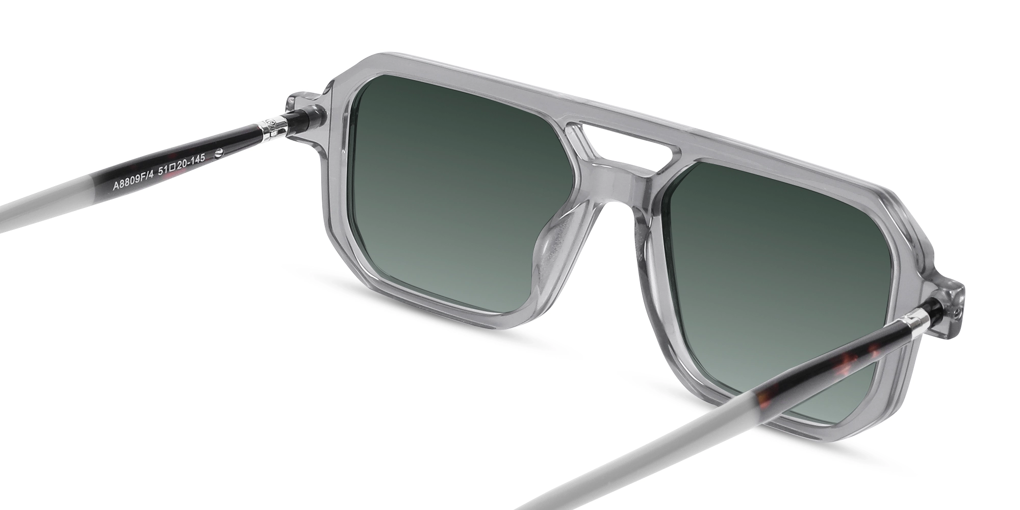 Rectangle Green Gradient Tint Sunglasses-5